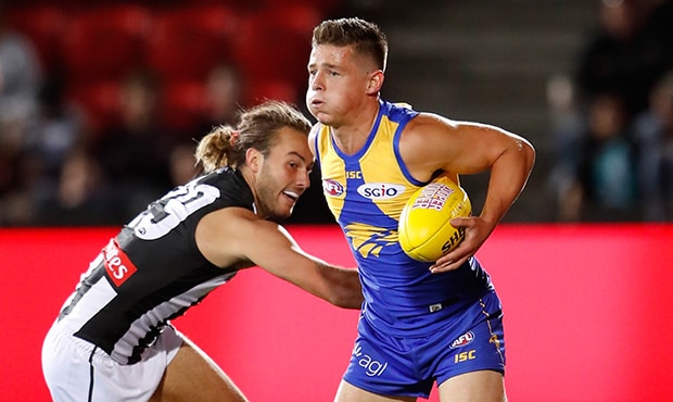 AFLX 2018 - Adelaide Tournament ADELAIDE, AUSTRALIA - FEBRUARY 15: Hamish Brayshaw of the Eagles in action during the AFLX match between the West Coast Eagles and the Collingwood Magpies at Hindmarsh Stadium on February 15, 2018 in Adelaide, Australia. (Photo by Michael Willson/AFL Media)